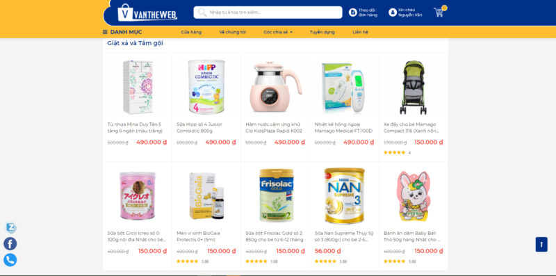 Mẫu Website Văn Thế Shop cao cấp