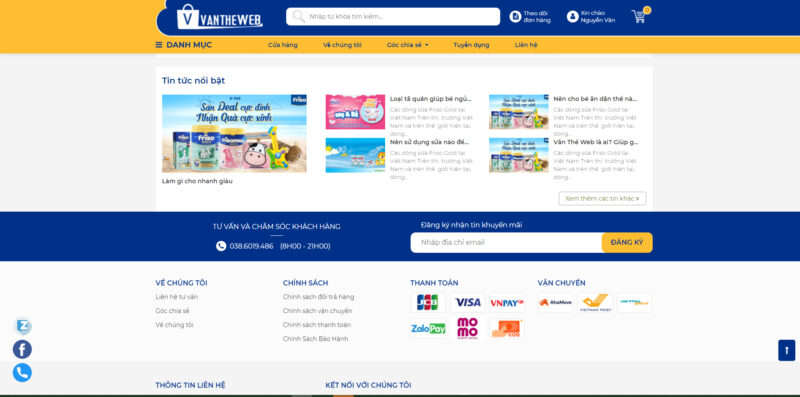 Mẫu Website Văn Thế Shop cao cấp