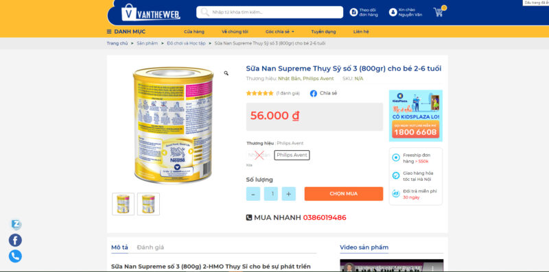 Mẫu Website Văn Thế Shop cao cấp
